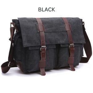 New Leather / Canvas Laptop Computer Bag Briefcase